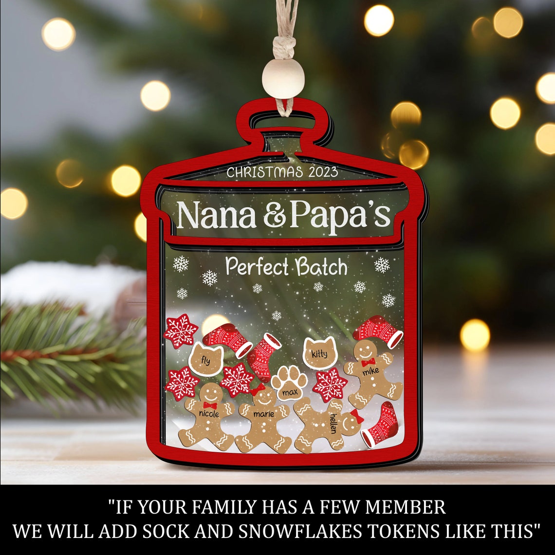 Chippico Personalized Grandma Christmas Ornament 2023 Gift Red