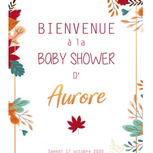 Poster di A3 personalizzabile Baby Shower "Il tempo di un autunno"