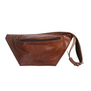 Leder Sling Bum Bag Simo Tan Brown