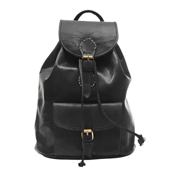 Sac a Dos Leather Backpack Black - Etsy Israel display picture 1
