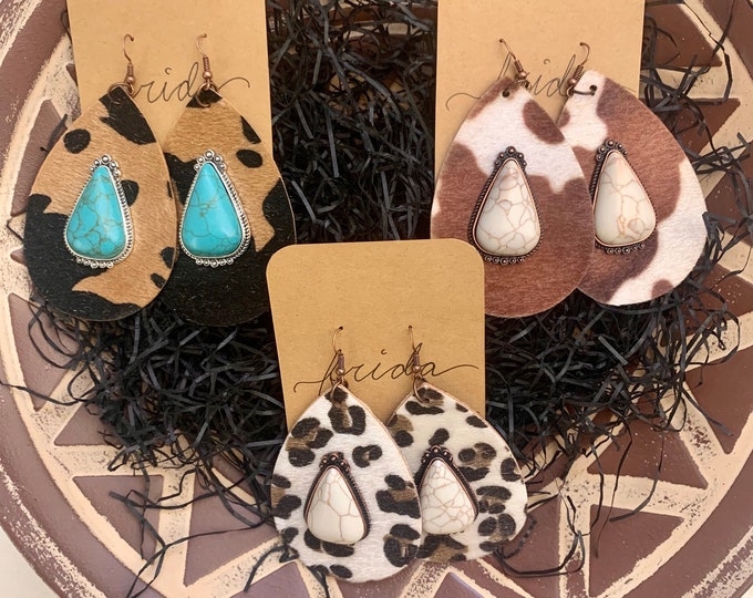Cowhide & Stone Teardrop