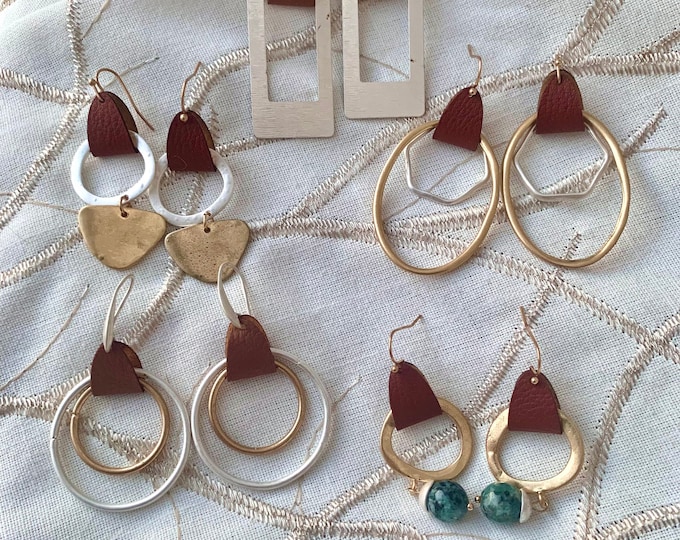 Teigen Leather and Stamped Earring