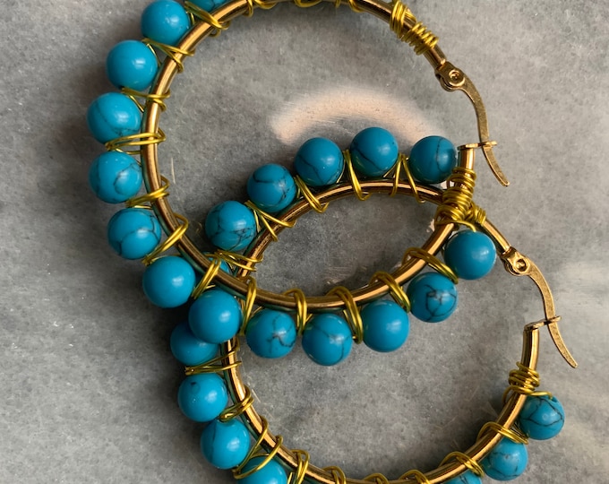 Bead Wrapped Hoop Earring