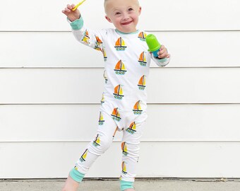 FINAL SALE Back Zipper One Piece Pajamas SAILBOAT Etsy