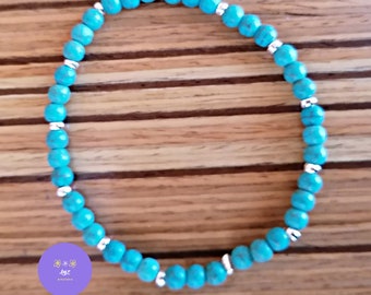 Pulsera, brazalete de piedras naturales/gemas TURQUENITA, elástica. Personalizable.