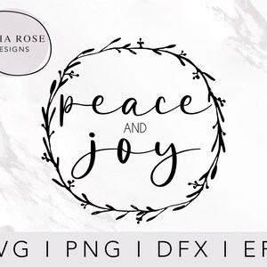 paz y alegría SVG, Navidad SVG, corona SVG, svg de vacaciones, invierno svg, Cricut Cut Files, Digital Cut Files