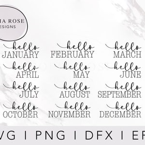 hallo SVG, hallo MAANDEN Bundel, Hello Bundle Svg, Maanden van de Jaren SVG, CalendarSVG, Cricut Cut Files, Digital Cut Files