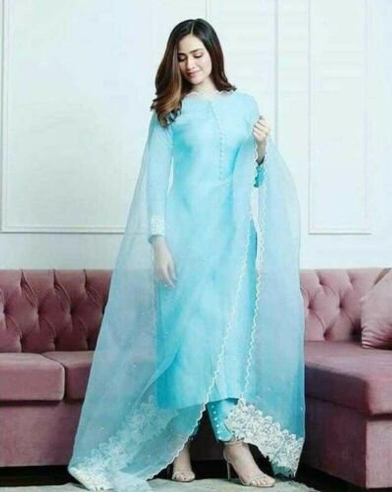pakistani suits with net dupatta