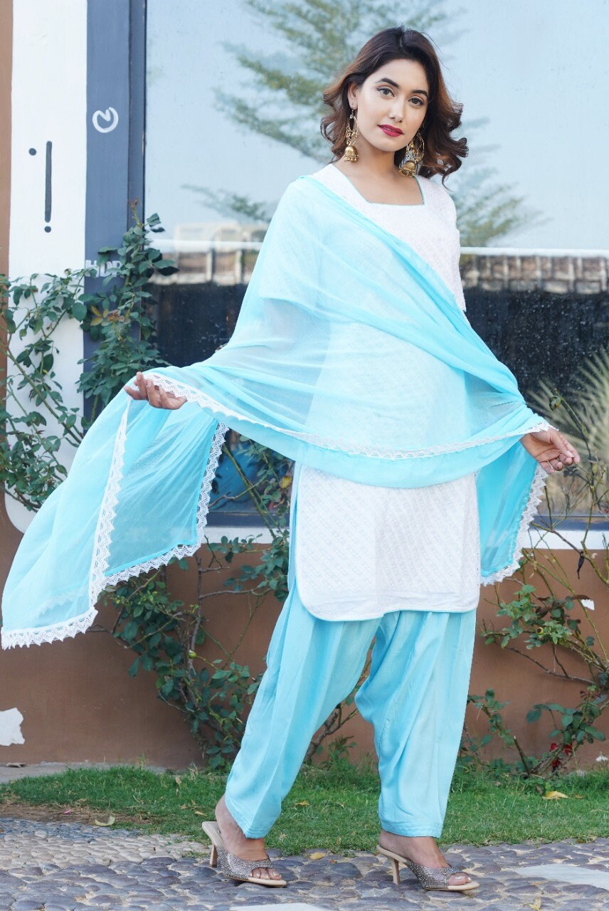 New Kurti Patiyala salwar with dupatta set Pakistani dress Etsy