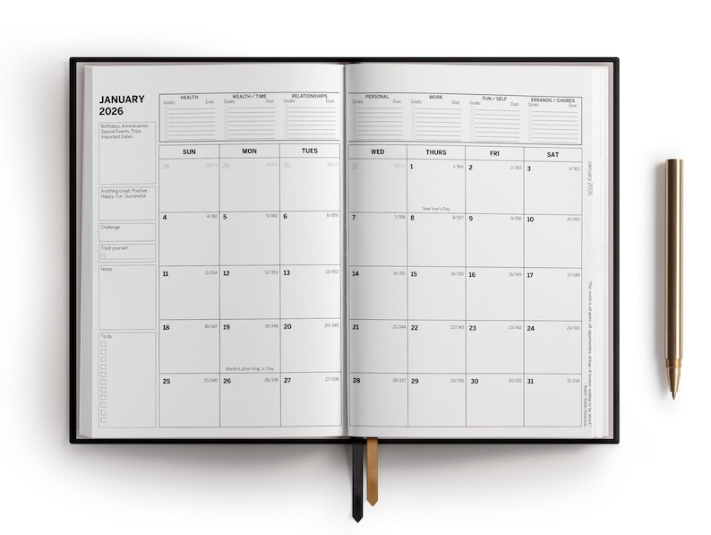 2026 Daily Planner: Hardcover Weekly & Monthly Habit Tracker image 4