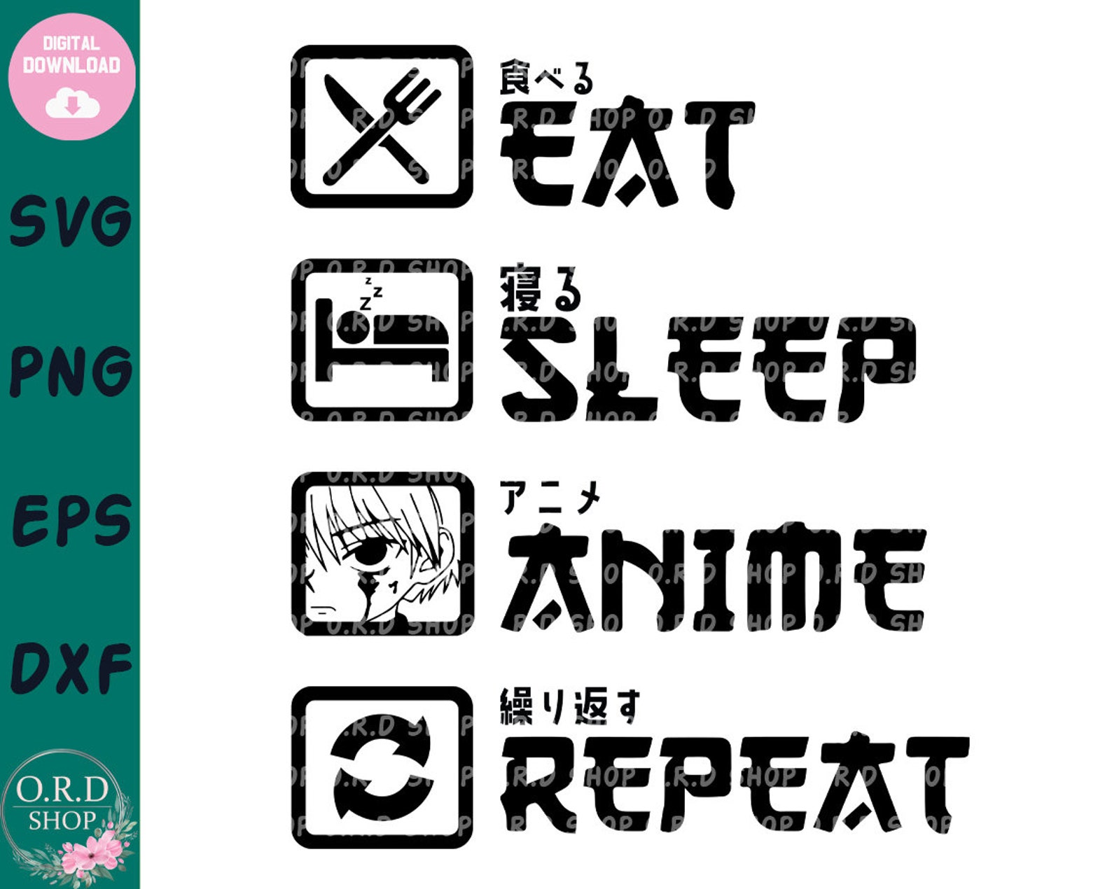 Download Eat Sleep Anime Repeat Svg File For Cricut Anime Lover ...