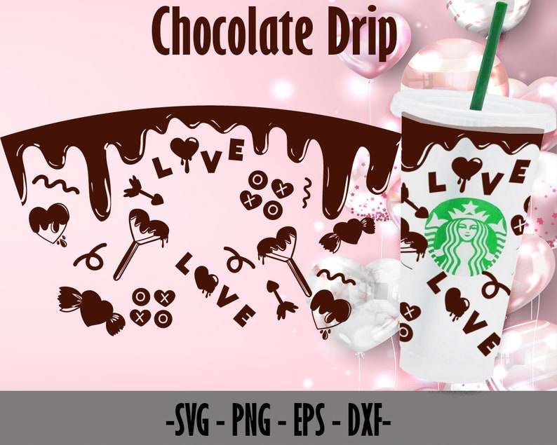 Download Chocolate Valentine Starbucks Wrap Cup Svg For Cricut | Etsy