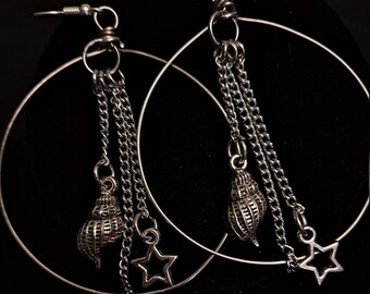 Shell & Star Hoop Earrings