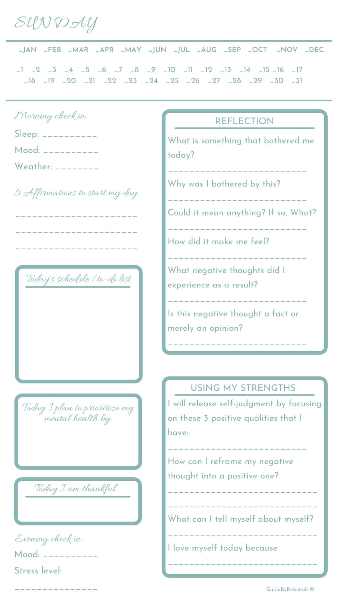 Daily Mental Health Planner (PDF FILLABLE) - Etsy