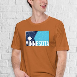 Snowy Minnesota Flag T-Shirt - New Minnesota Flag - Star of the North
