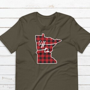 Uff Da Buffalo Plaid Minnesota T-Shirt - rot und schwarz kariert Kariert Kariert
