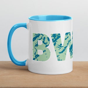 Boundary Waters Canoe Area (BWCA) Map Mug - Lake Blue Accents