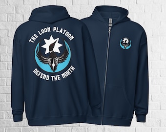 Sudadera con capucha y cremallera de la Alianza Rebelde del Platoon Loon (logotipo delantero y trasero impreso)