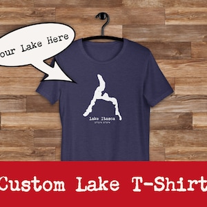 T-Shirt Personalizzata Mappa Lago - Coordinate GPS Longitude Latitude - Stampa Personalizzata Cabin Lake Life