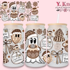 Cafecito Y Conchas Cup Wrap, Cafecito Y Chisme, 16oz Glass Can Wrap Png, Taza De Barro, 16 Oz Sublimation, Mexican Christmas Png, Concha Png
