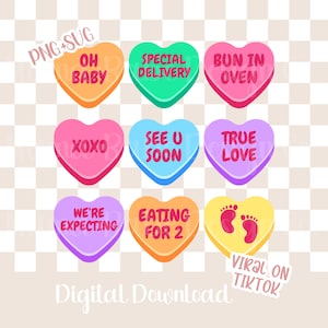 PNG SVG Anuncio de embarazo // Viral TikTok Corazón Dulces Embarazo Dulces Corazones Embarazo Día de San Valentín Embarazo Embarazada San Valentín Barriguita