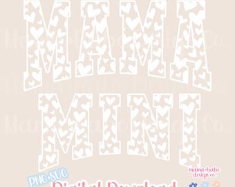 PNG SVG Matching Mama Mini // Mama Mini Matching Mama Hearts Mini Hearts Mama and Mini Matching PNG Valentines Day Trendy Mama Trendy Mini