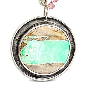 Calma nella tempesta, ciondolo epico unico nel suo genere in variscite e argento sterling