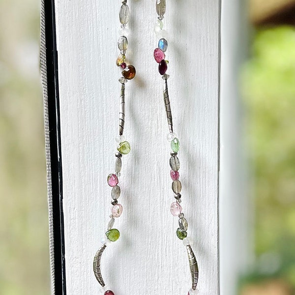 Juicy Candy Briolette Semi-Precious Gemstones and Sterling Silver Beaded Necklace