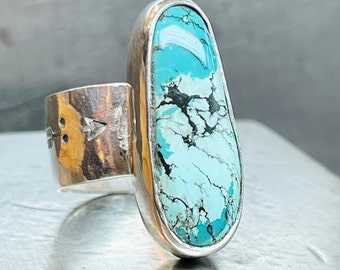 Courage is Contagious Kingman Turquoise Mantra Ring
