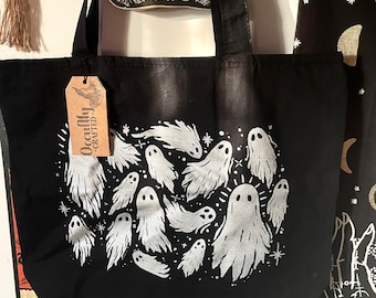 Ghoul Gang Ghost Jumbo Tote // Screenprint Totes // Gothic Tote