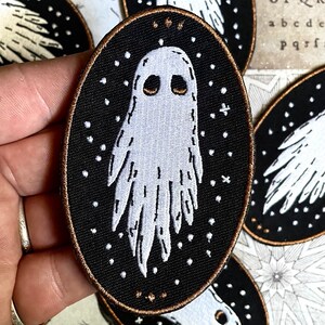 Sheet Ghost Embroidered Iron-On Patch - Bronze // Ghost Patches // Gothic Patch // Spooky Accessories