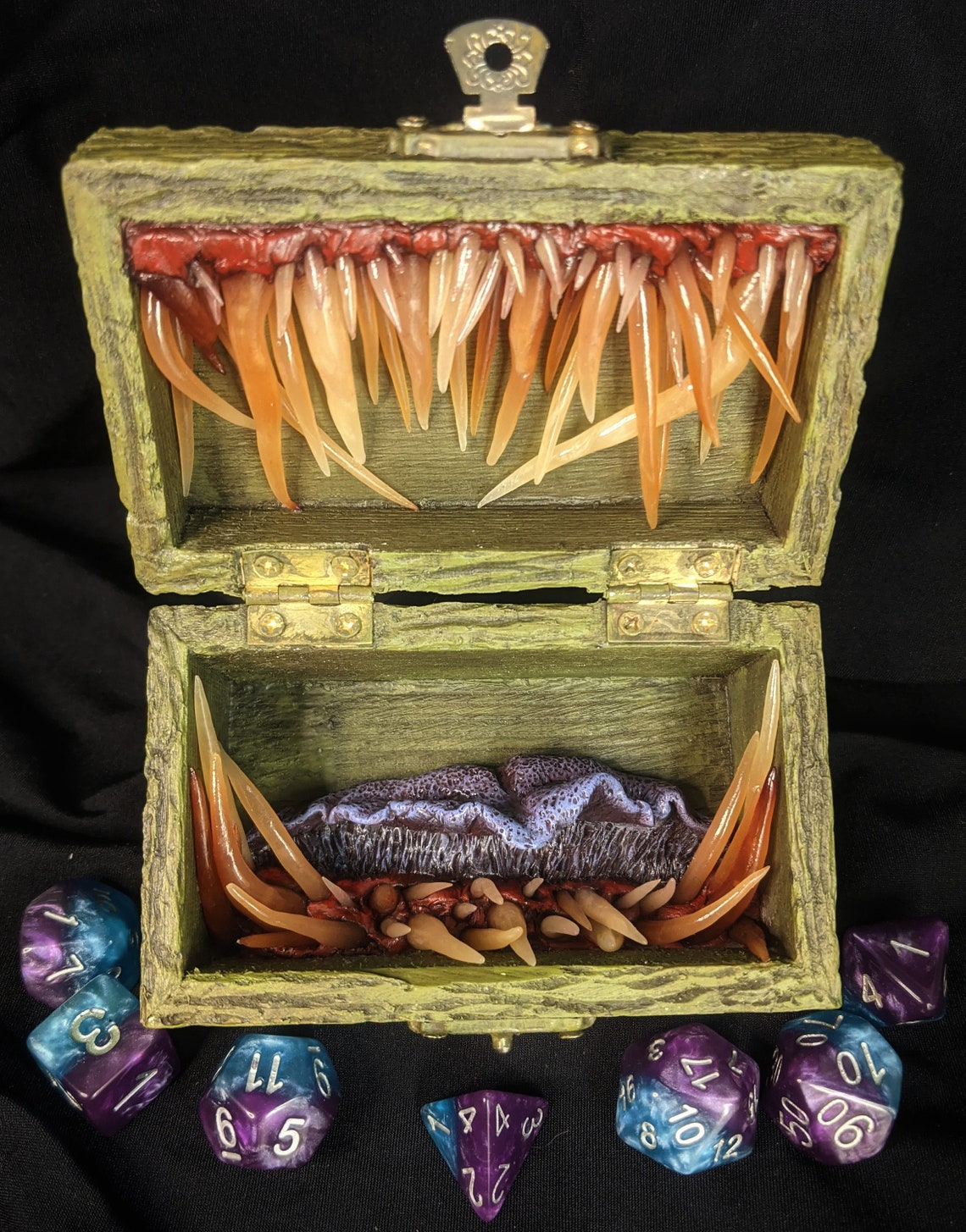 Wooden Mimic Chest Dice Box Dungeons and Dragons, RPG, Tabletop Gaming