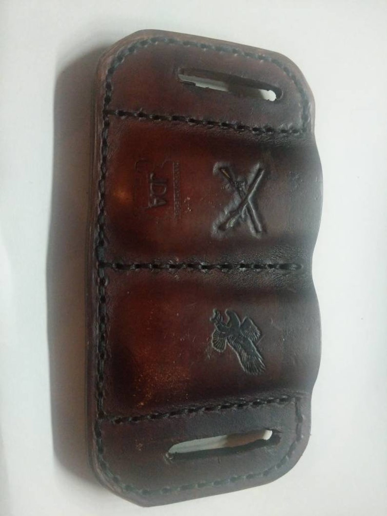 9 mm mag holder for double stack mags holds two leather american-made