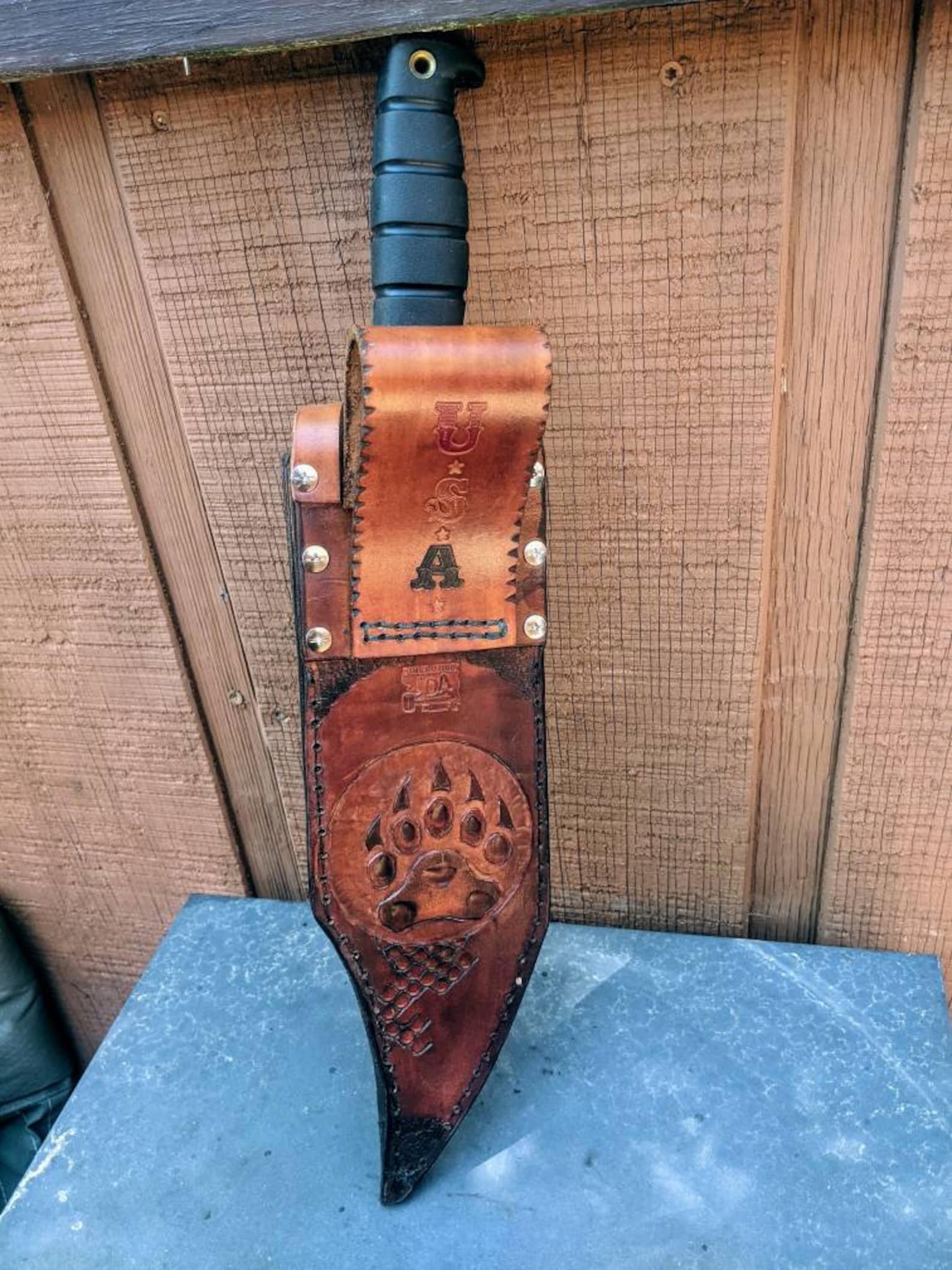 Custom leather Bowie knife sheath. Americanmade sheath only Etsy