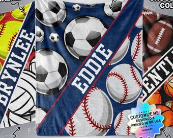 Multi Sport Any Sports Custom Name Blanket Personalized - Multiple Sizes & Styles- Gift for athletes - Fan Gear - Athlete Gift - Any Sports