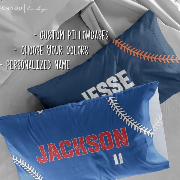 Customizable Pillowcase - Two Sizes - All colors can be custom - Baseball Laces - Baseball Theme Room - Travel Pillow