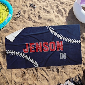 Baseball Laces Towel - Custom Premium Beach or Bath Towel - End of Season Athlte gift - travel ball - summer baseball