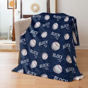 Baseballs Repeating Custom Name Blanket Personalized - Multiple Sizes and Styles - Gift for Baseball Players - End of Year Team
