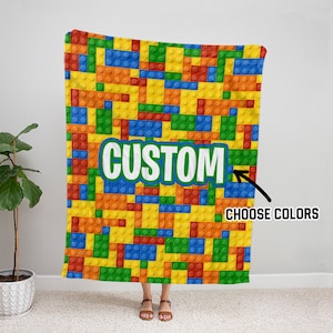 Building Bricks - Custom Name Personalized Blanket with Multiple Styles and Sizes - Choose Your Colors
