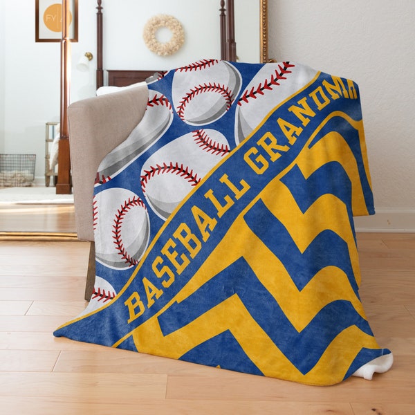Baseball Chevron Name Blanket - Personalized with Multiple Sizes and Styles - Gift for Baseball Moms Girlfriends Sisters Grandma