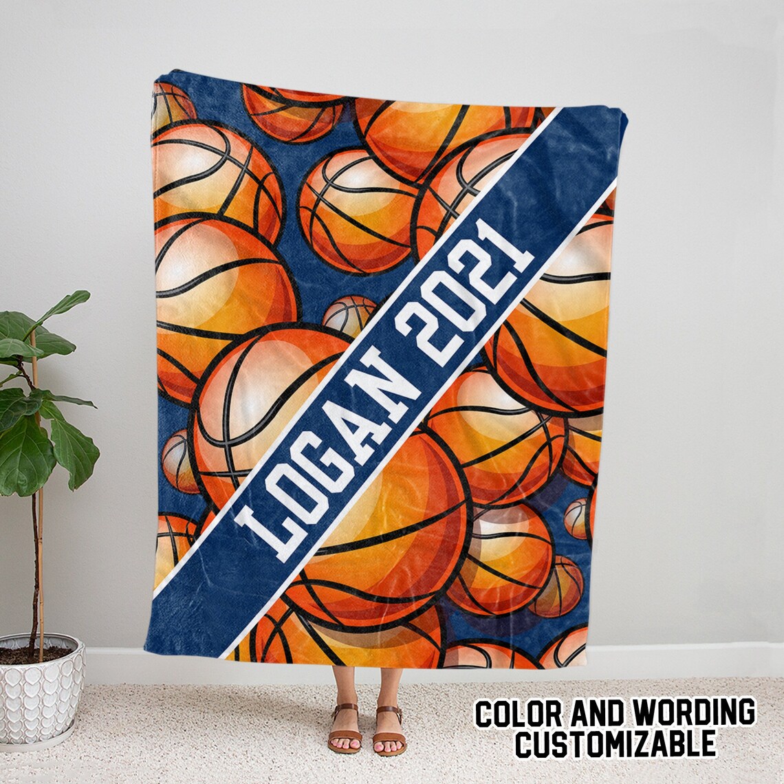 Basketball Blanket Personalized Multiple Sizes Gift for Etsy