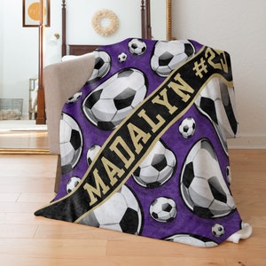 Soccer Ball Name Personalized Blanket with Multiple Styles and Sizes - Gift for Soccer Players - Fan Gear - End of Season Team Senior Gift