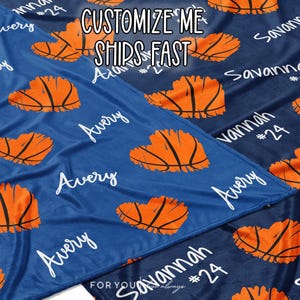 Basketball Heart and Signature Custom Name Blanket Personalized - Multiple Sizes and Styles - Custom Colors- Gift for Basketball Players