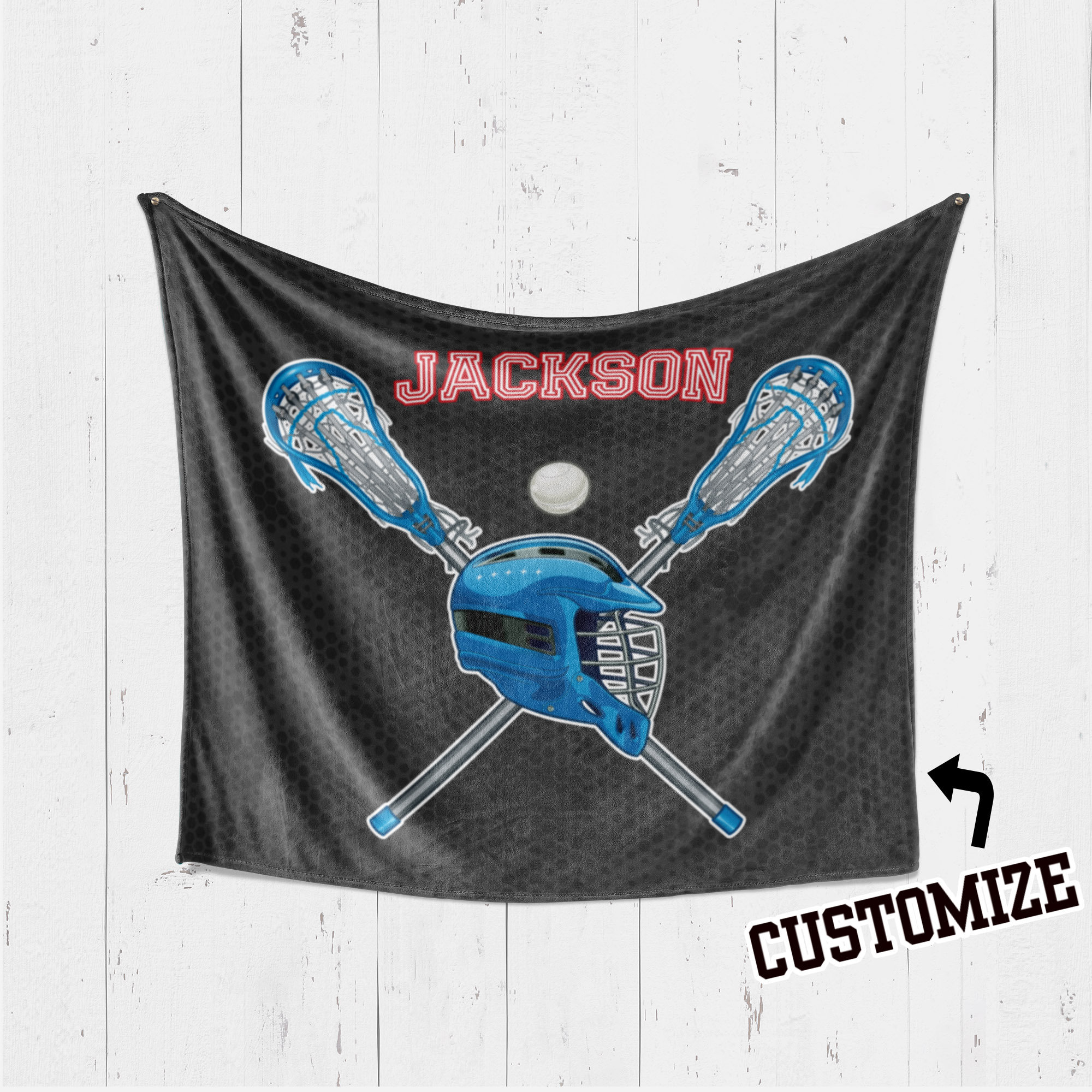 Lacrosse crossing sticks Name Blanket Personalized Etsy