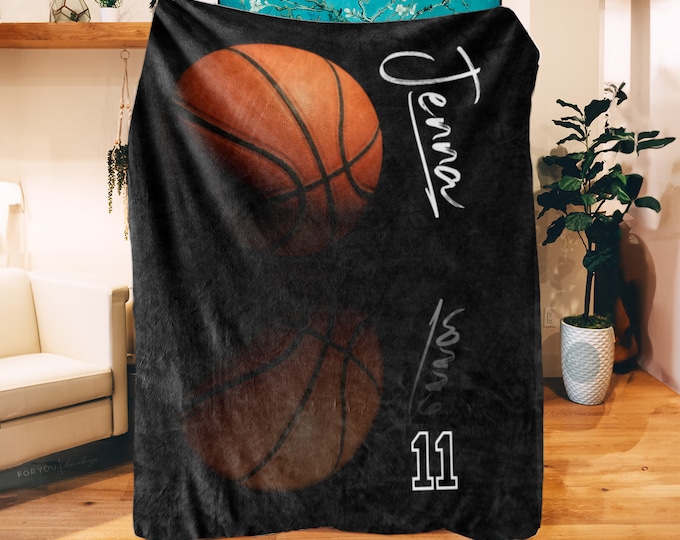 Basketball Reflective Ball - Name Personalized Blanket with Multiple Styles and Sizes - Gift for Basketball Players - Fan Gear - Team Gift