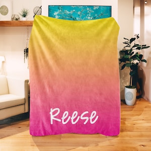 Ombre Blanket - Personalized with a name - Choose your Colors and Font Style - Custom Name Blanket Personalized - Multiple Sizes & Styles
