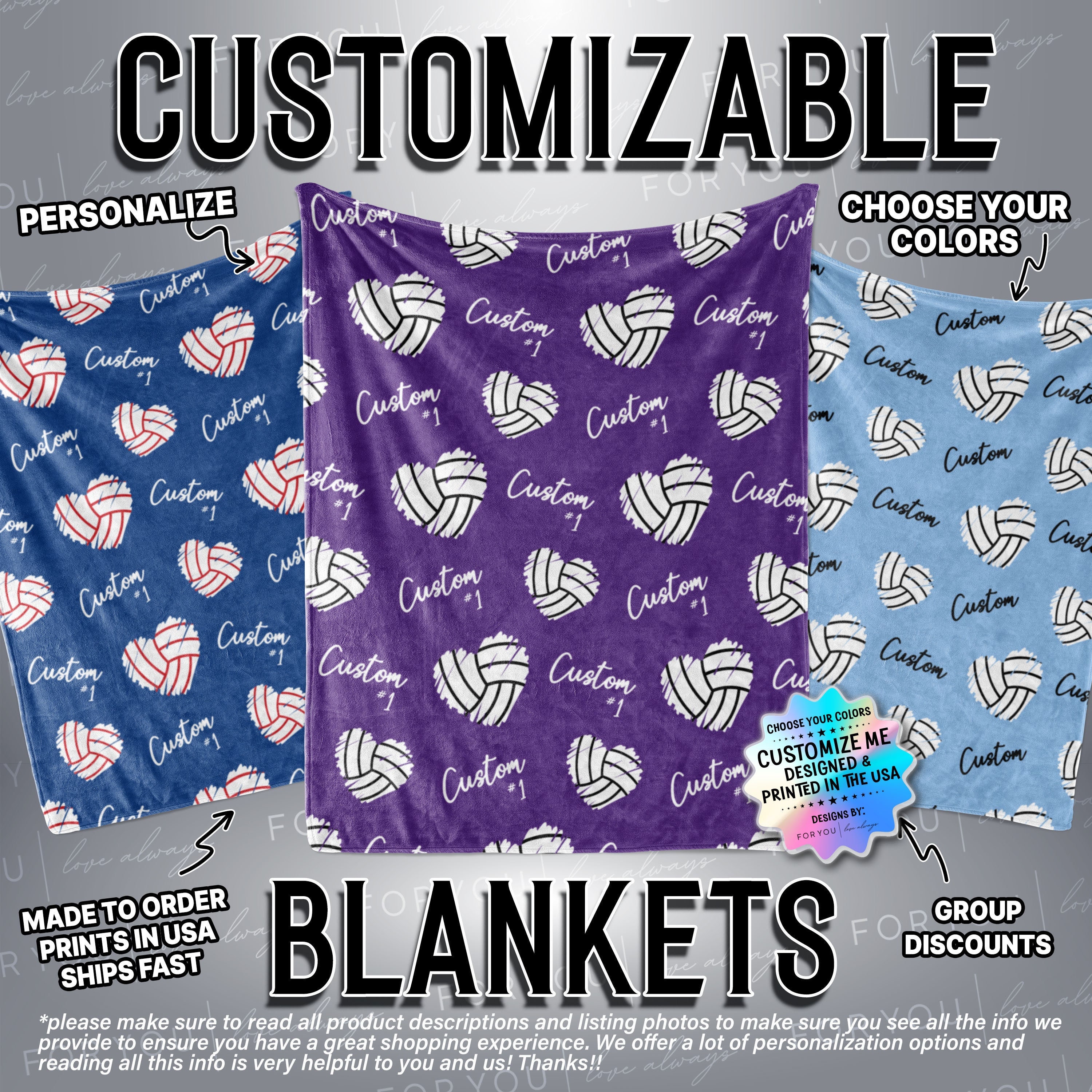 Volleyball Fleece Blankets Etsy