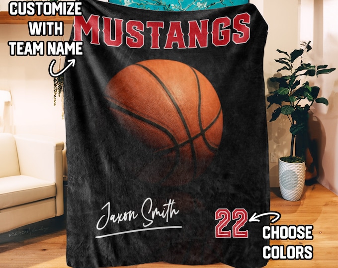 Basketball Reflective Ball-Team Signature Name Personalized Blanket-Multiple Sizes and Styles-Gift for Basketball Players - Team Gift