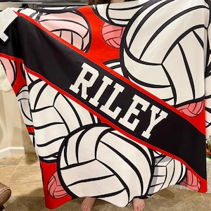 Volleyball Blanket - Custom Name Blanket Personalized - Multiple Sizes & Styles - Gift for Volleyball Players - End of Year - Senior Gift