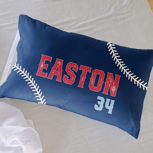 Customizable Pillowcase, Name Pillow, Personalize Colors,Baseball Laces,Baseball Theme Room ,Travel Pillow,Cut and Sewn, Baseball Gift
